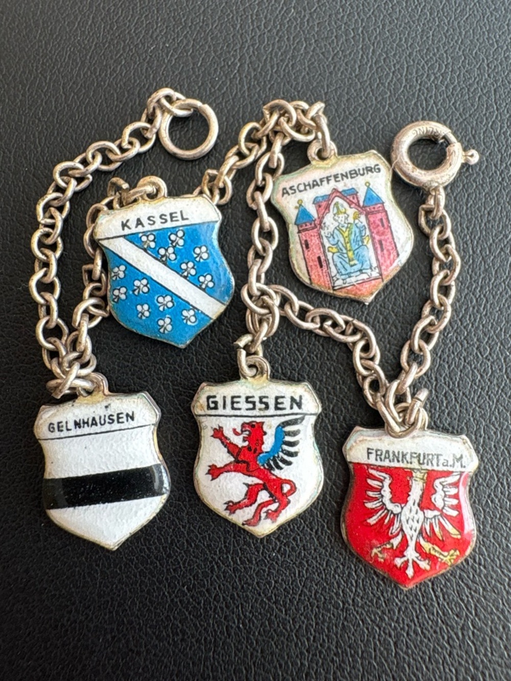 Vintage 935 Sterling Silver German City Charm Bracelet – 7”